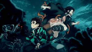 Tanjiro og Nezuko kæmper for at beskytte — Djævelsdræber tanjiro Wallpapers