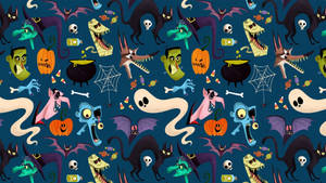 Tegneserie Halloween svævende hoveder baggrund
