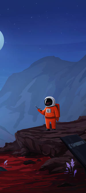 Tegneserieastronaut med walkie-talkie — Oppo F29 Wallpapers
