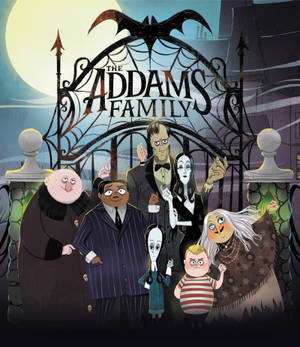 The Addams Family tegneserieillustration tapet — Galaxy Z Fold Wallpapers