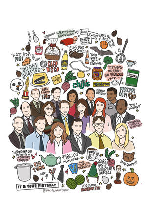 The Office US cast farvede kruseduller fan art wallpaper — Oppo Pad 4 Pro Wallpapers