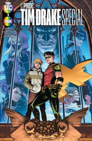 Tim Drake svinger sig i aktion som Red Robin i en urban by — Vivo Pad6 Pro Wallpapers