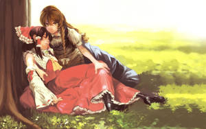 Anime lesbisk Reimu og Marisa wallpaper — Anime lesbisk Wallpapers