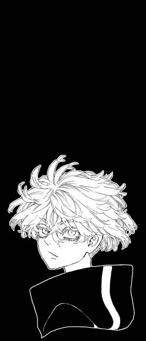 Tokyo Revengers Senju Kawaragi sort/hvid PFP — Galaxy Z Flip Wallpapers