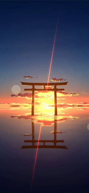 Torii port solnedgang horisont tapet — iPhone 18 Wallpapers