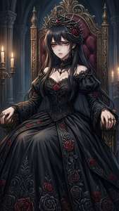 En anime-prinsesse i sort kjole med en tornekrone. — Sort anime Wallpapers