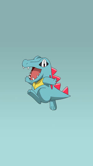 Totodile på teal gradient baggrund