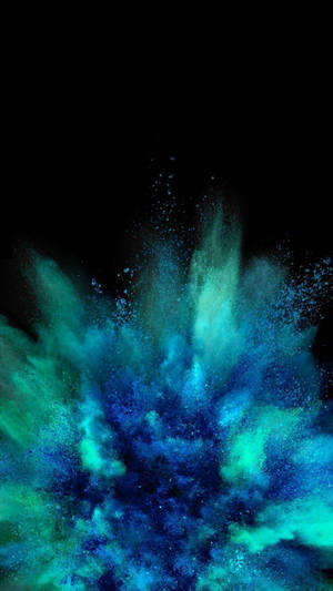 AMOLED-baggrundsbillede af en eksplosion af blåt pulver i forskellige nuancer.
