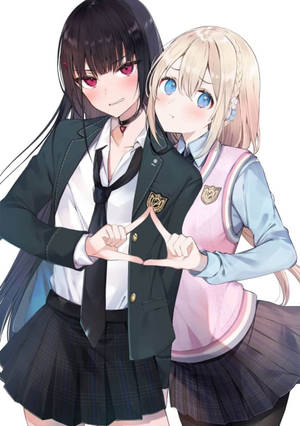 Trekant komedie anime lesbisk baggrund — Anime lesbisk Wallpapers