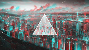 Polyscape kunst wallpaper af trekant i luftfoto af by