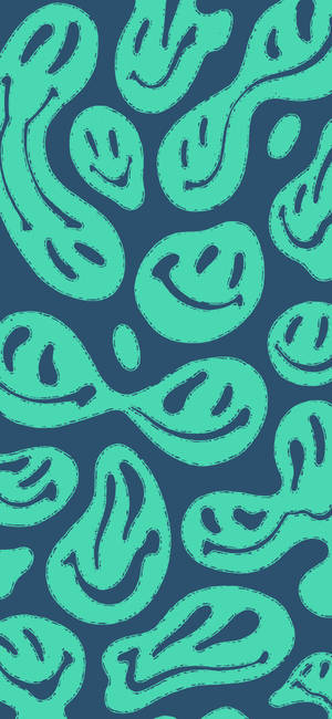 Trippy æstetisk blå forvrænget smiley
