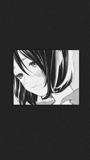 Trist animepige sort/hvid æstetisk telefon