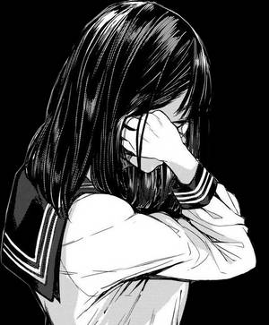 Trist animepige sort/hvid i uniform