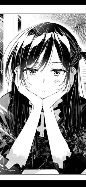 Trist animepige sort/hvid mangastribe