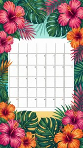 En eksotisk tropisk blomsterkalender med levende farver. — iPhone 5 Wallpapers