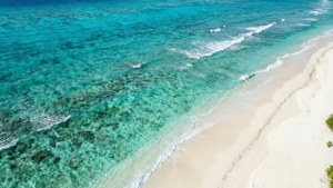 Luftfoto af krystalklart turkis hav og hvid sandstrand. — Hav Wallpapers