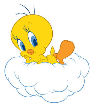 Wallpaper med Tweety, der poserer på hvid sky — Nubia Flip Wallpapers