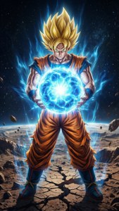 Goku skaber en Spirit Bomb i Ultra Instinkt, enorm energi mod rummet. — iPhone 8 Wallpapers