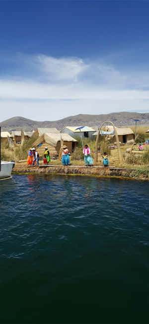 Uros flydende øer Titicaca-søen — iPhone 14 Pro Wallpapers