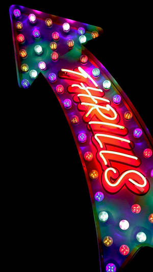 Farverigt Thrills-pil neonskilt iPhone XR wallpaper — iPhone Xr Wallpapers