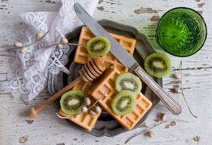 Vafler kiwi flad vinkel tapet — Detaljeret Wallpapers