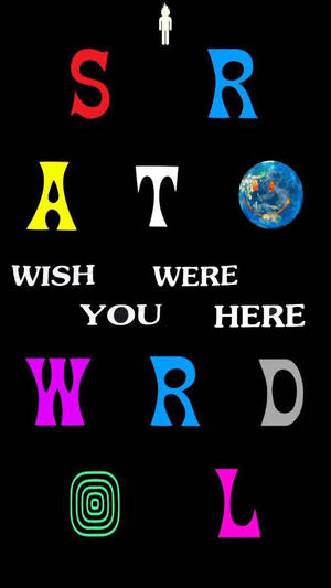 Fedt Astroworld tekst tapet med fantastisk farvedesign. — Batteribesparelse Wallpapers