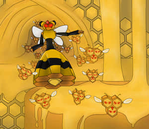 Vespiquen beordrer Combee til at angribe — Pokemon Wallpapers