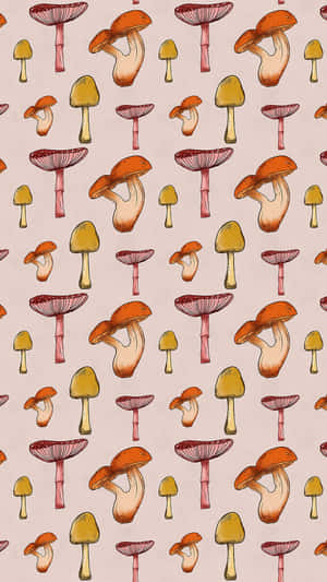 Vintage sød svamp med groovy blomstermønster — Svampeæstetik Wallpapers