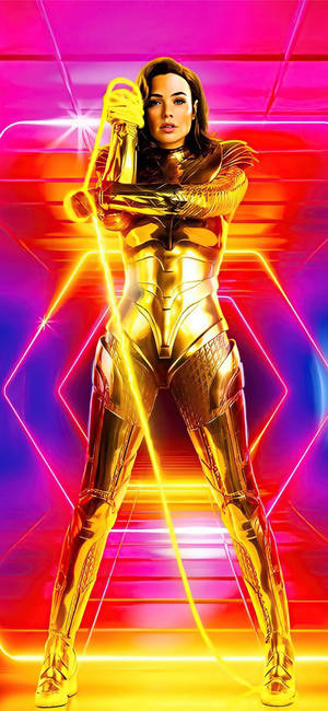 Wonder Woman 1984 Retro Guld Rustning baggrund — iPhone 18 Pro Wallpapers