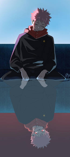 Yuji Itadori refleksion Jujutsu Kaisen iPhone — Oppo F29 Pro Wallpapers