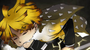 Demon Slayer Zenitsu trækker vejret med Torden — Dæmonjæger zenitsu Wallpapers